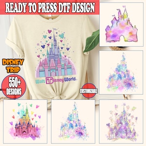 Disney Castle Dtf Transfers, Disneyland Castle Ready To Press, Watercolor Castle Heat Press, Disney Minnie Castle Iron On Transfer