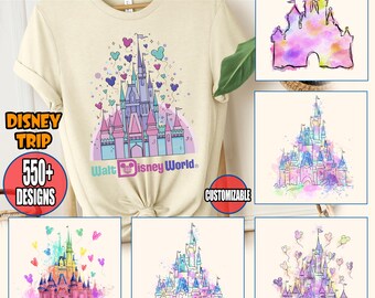 Disney Castle Dtf Transfers, Disneyland Castle Ready To Press, Watercolor Castle Heat Press, Disney Minnie Castle Iron On Transfer