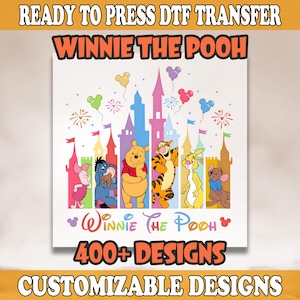 Winnie The Pooh Castle Dtf Transfer, Winnie The Pooh Ready To Press, Disneyland Magic Kingdom Dtf, Disney Trip Dtf, Heat Press Transfer