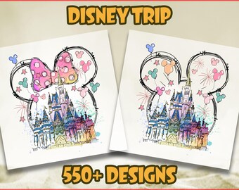 Watercolor Castle DTF Transfer, Magic Kingdom Heat Transfer, Disneyland Bow Ready To Press, Disney Castle DTF, WDW Disneyland Transfer