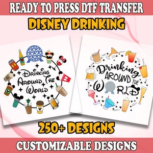 Epcot DTF Transfers, Drinking Around The World DTF, Here for The Snacks Transfer, Disney Drinking Dtf, Mickey and Friends Drinking Team DTF