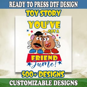Disney Toy Story Mr And Mrs Potato Head DTF Transfer, Disney Couple DTF, Disney Ready To Press, Disney Family Matching Heat Transfer