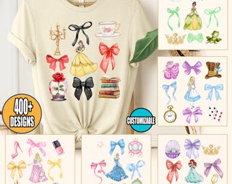 Disney Princess Coquette Bow DTF Transfer for Ready to Press, Disney Princess Ready to Apply for Heat Press,Disney DTF Prints,Direct To Film