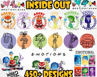 Inside Out 2 Characters DTF Transfers, Inside Out Emotions DTF Print, Disney Inside Out 2 DTF, Heat Transfer, Direct To Film, Ready To Press