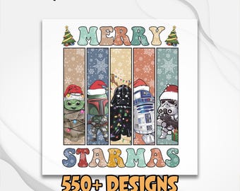 Retro Star Wars Merry Christmas DTF Transfer, Merry Starmas Christmas DTF, Disney Galaxy's Edge DTF, Family matching Ready To Press