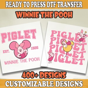 Piglet Winnie The Pooh Dtf Transfer, Pooh Characters Dtf, Disneyland Matching Dtf, Disney Trip Ready To Press, Disney Heat Press Transfer
