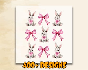 Easter Bunny Coquette DTF Transfer, Easter Bunny Dtf, Easter Ready To Press, Girls Easter Dtf, Coquette Easter Heat Transfer, Bunny Bow Dtf