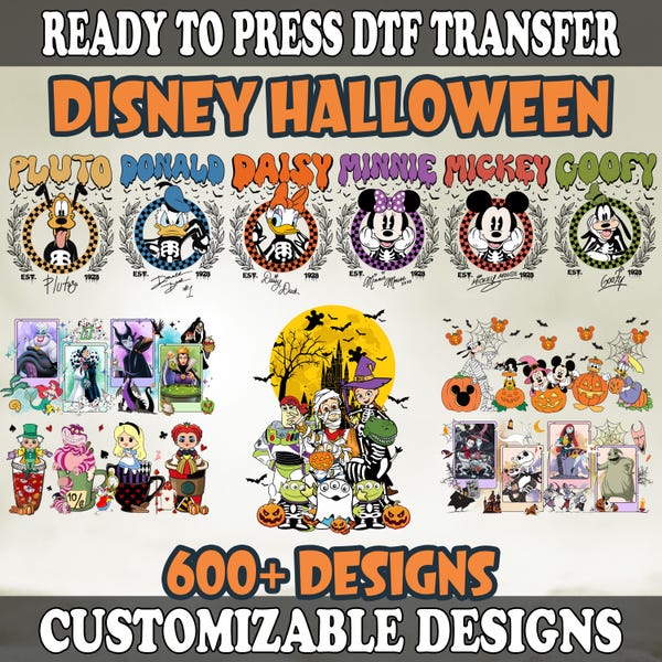 Disney Halloween Dtf Transfer, Disney Halloween Ready To Press, Personalized Disney Halloween Dtf, Gang Sheet, Disney Heat Press, DTF Print