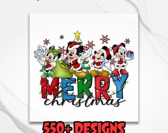 Christmas Mickey and Friends DTF Transfer, Disney Merry Christmas Ready To Press, Disney Christmas DTF Print, Heat Press DTF, Cold Peel Dtf
