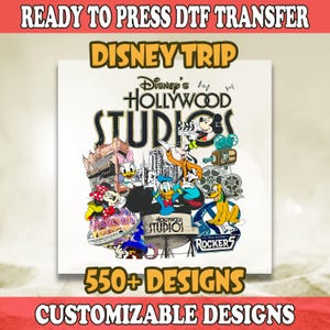 Hollywood Studios Disney DTF Transfer, Mickey and Friends Ready To Press, Disneyworld Full Color DTF Print, Cold Peel Dtf, Heat Press DTF