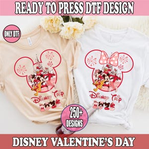 Mickey and Minnie Valentine Couple DTF Transfer, Disney Ready To Press, Disneyland Valentine&#39;s Day DTF, Disney Family Trip 2025 Heat Press