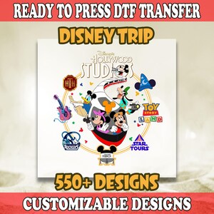 Hollywood Studios Disney DTF Transfer, Mickey and Friends Ready To Press, Disneyworld Full Color DTF Print, Heat Press DTF, Cold Peel Dtf