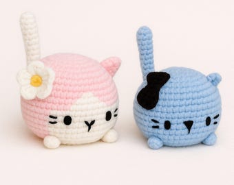 Paquete de patrones de ganchillo sin costuras para gatos, patrón de ganchillo 2 en 1, lindo patrón de gato de ganchillo, amigurumi de ganchillo, amigurumi 2 en 1