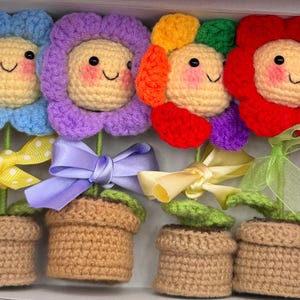 Haakpatroon zonder naaien bloempot, plant met potpatroon, schattige kleine bloem pdf, kleine zonnebloem in pot, beginner amigurumi, beginner