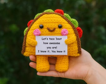 No-Sew Crochet Pattern Taco, Emotional Support Taco Pattern, Affirmation Taco Amigurumi