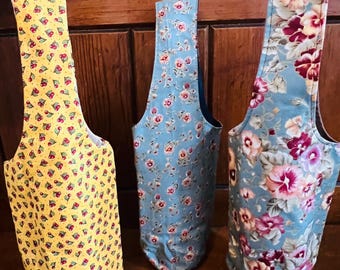 Fabric Bottle Bag reusable, upcycle, fabric gift bag, celebration gift bag