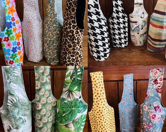 Fabric Bottle Bag reusable, upcycle, fabric gift bag, celebration gift bag