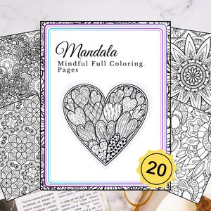 20 Adult FULL page Mandala coloring pages (Digital, Printable) Instant download
