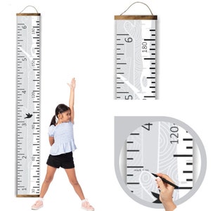 Canvas Growth Chart Height Ruler Tracker Hanging Sign Birch Trees Bedroom Baby To Adult Nursery Decor Art - Measures 6ft