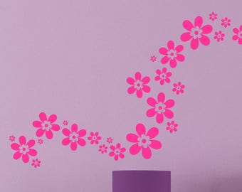 Decorative Flower Florals Vinyl Wall Decals Stickers 24pc Set Popular Decor for Girls Room Wall Art Decor