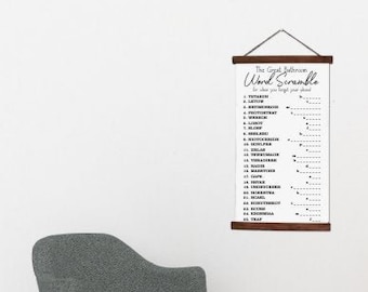 Canvas Wall Print Wood Frame Bathroom Wall Decor Word Scramble Puzzle Forgot Phone Art Home Decoration Sign