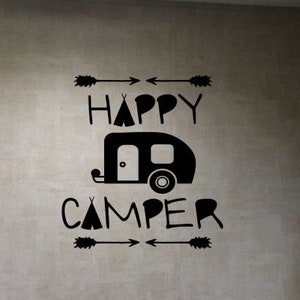 Happy Camper Vinyl Lettering Art Tribal RV Home With Arrows Wall Decals Stickers Words Summer Quote Camping Letters