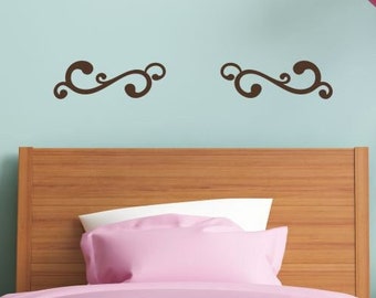 Swirls Wall Decal Stickers Home Curly Wall Decor Art Decorative Curls Set/2 11x4-Inch Each