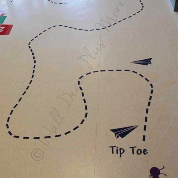 Sensory Path Tip Toe Line Paper Airplanes Sticker Decals School Hallway