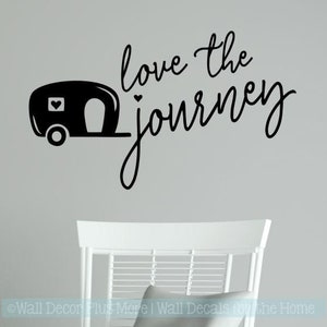 Camper RV Decals Love the Journey Vintage Art Stickers Wall Decor Cursive Vinyl Lettering Camping Decor Accessories Heart Art Summer Quote