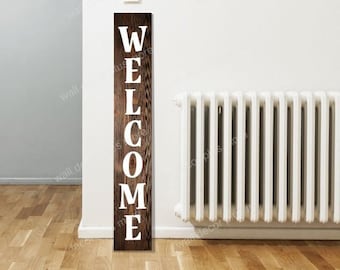 Decal Sticker for Tall Wood Sign Vertical Welcome Lettering Porch Decor