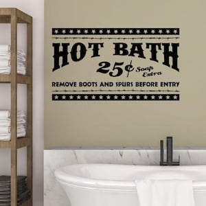 Western Bath Room Decor Sticker Hot Bath 5c Remove Boots Spurs Decal Art