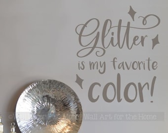 Glitter Favorite Color Wall Word Vinyl Decal Sticker Girls Bedroom Craft Room Art