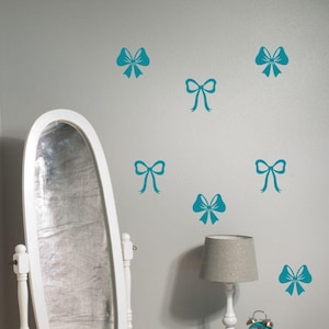 Trendy Bows Wall Decor Sticker Ribbons Wall Art Decals, 5-Inch, 16pc Vinyl Stickers for Modern Bedroom Home Decor Decoration