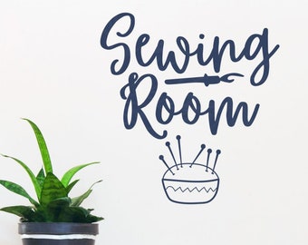 Sewing Room Wall Decals Vinyl Lettering Stickers Craft Room Decor Saying Pin Cushion Art DIY Hobby Quote Seamstress Gift Idea