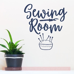 Sewing Room Wall Decals Vinyl Lettering Stickers Craft Room Decor Saying Pin Cushion Art DIY Hobby Quote Seamstress Gift Idea