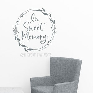 In Sweet Memory Circle Wreath Decal Sticker Tribute Wall Art