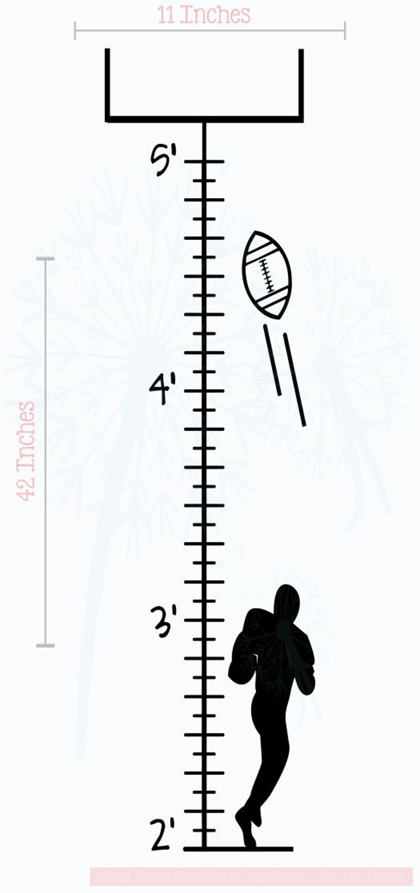 Football Growth Chart Sticker Height Ruler Tracking Boys Etsy