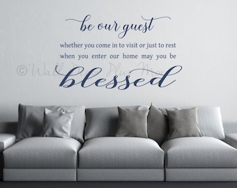 Wall Decals  Be Our Guest Blessed Vinyl Lettering Stickers for Entry Home Decor Quote Wall Words Letter Art