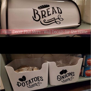 Bread Potatoes Onions Vinyl Lettering Stickers Kitchen Storage Labels ...