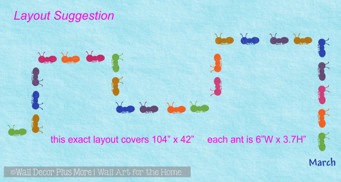 Sensory Path Marching Ants in 6 Colors Glossy Vinyl Floor ...
