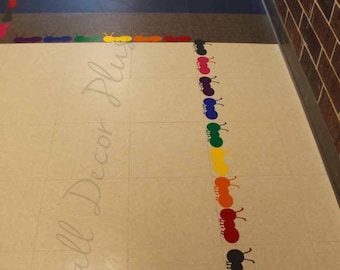 Sensory Path Marching Ants in 6 Colors Glossy Vinyl Floor Hallway Decal Stickers for School Daycare Playroom Art Decor Increase Balance
