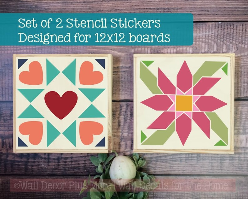 barn quilt vinyl stencil stickers for painting a wood sign etsy