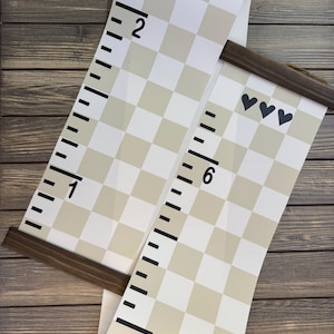 Checkered Canvas Growth Chart Sign: Personalized Height Ruler with Modern Wall Art Design image 10