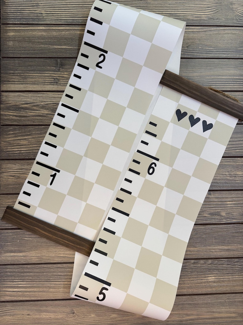 Checkered Canvas Growth Chart Sign: Personalized Height Ruler with Modern Wall Art Design image 10