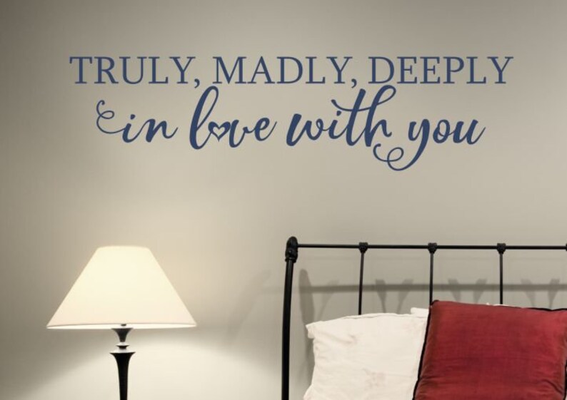 Wall Decals Bedroom Decor Sticker Truly Madly Deeply Love ...