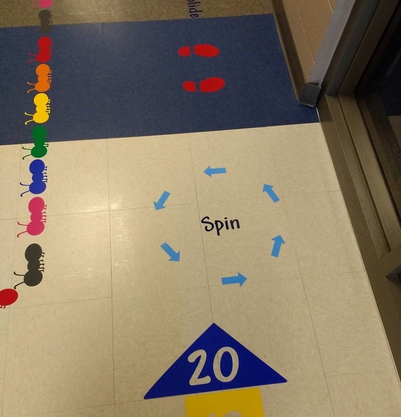 Sensory Path Floor Decal Stickers for School Hallway Spin Circle Arrows ...