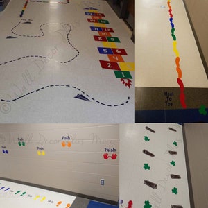 Sensory Path Package Floor Decal Stickers School Hallway Art covers 61 ft 9 Activities for Movement