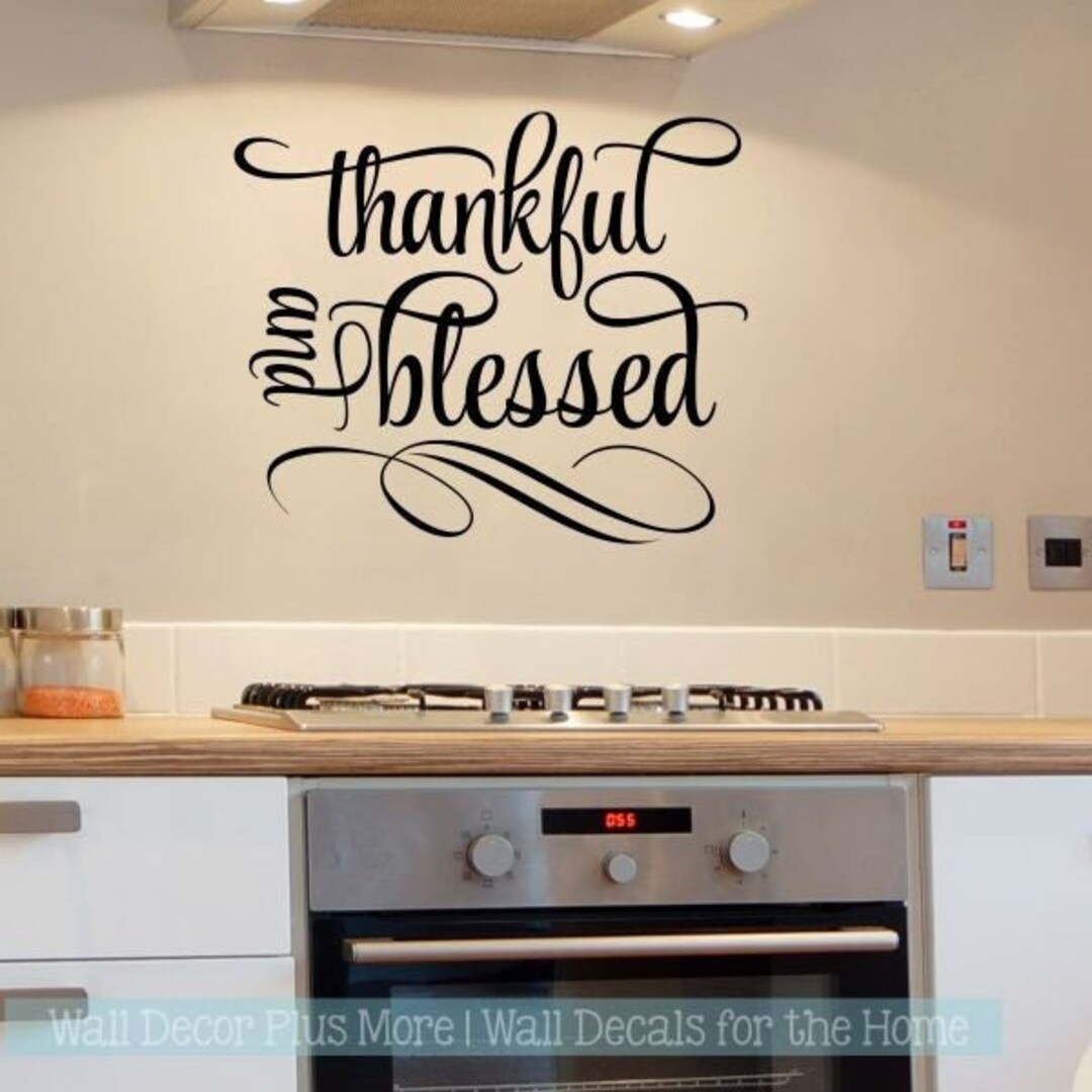 Kitchen Quotes Wall Art Thankful and Blessed Home Decor Wall Stickers ...