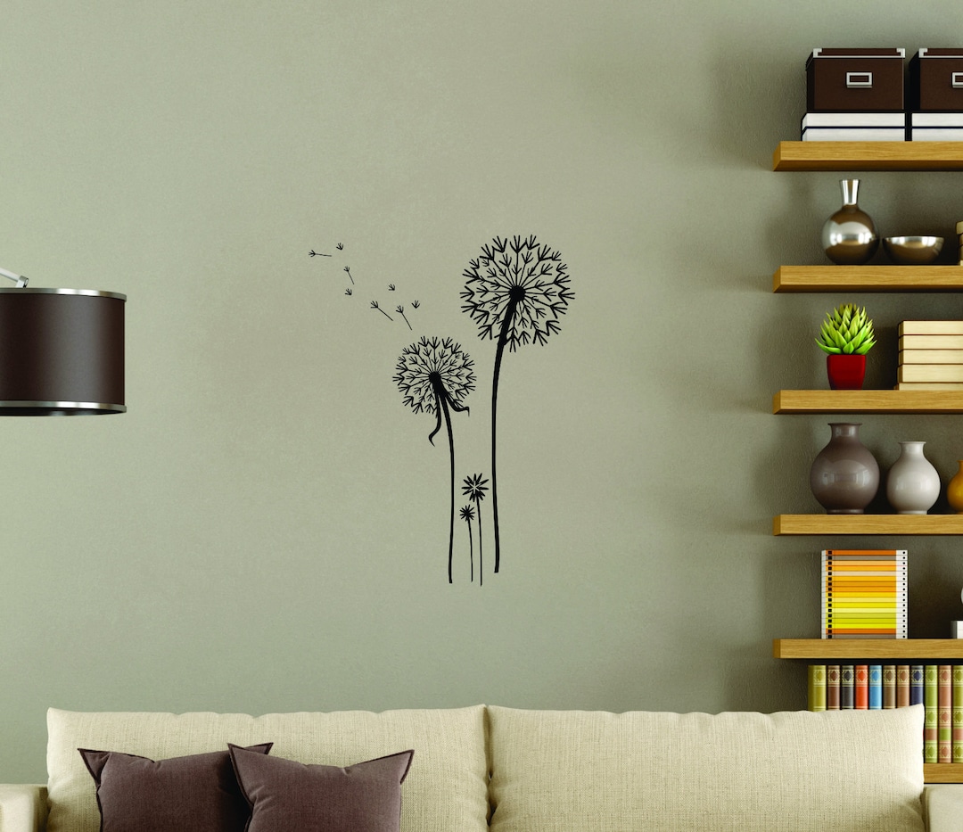 Dandelion Wall Decal Art Floral Floating Flower Wall Sticker Vinyl Home ...