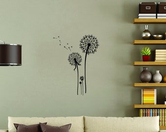 Dandelion Wall Decal Art Floral Floating Flower Wall Sticker Vinyl Home Decor for Living Room Bathrooms Interior Design